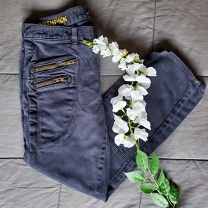 J Crew Toothpick Black Moto Zip Ankle Jean